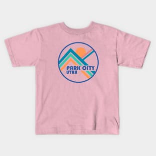 Park City Retro Circle Graphic Blue No Background Kids T-Shirt